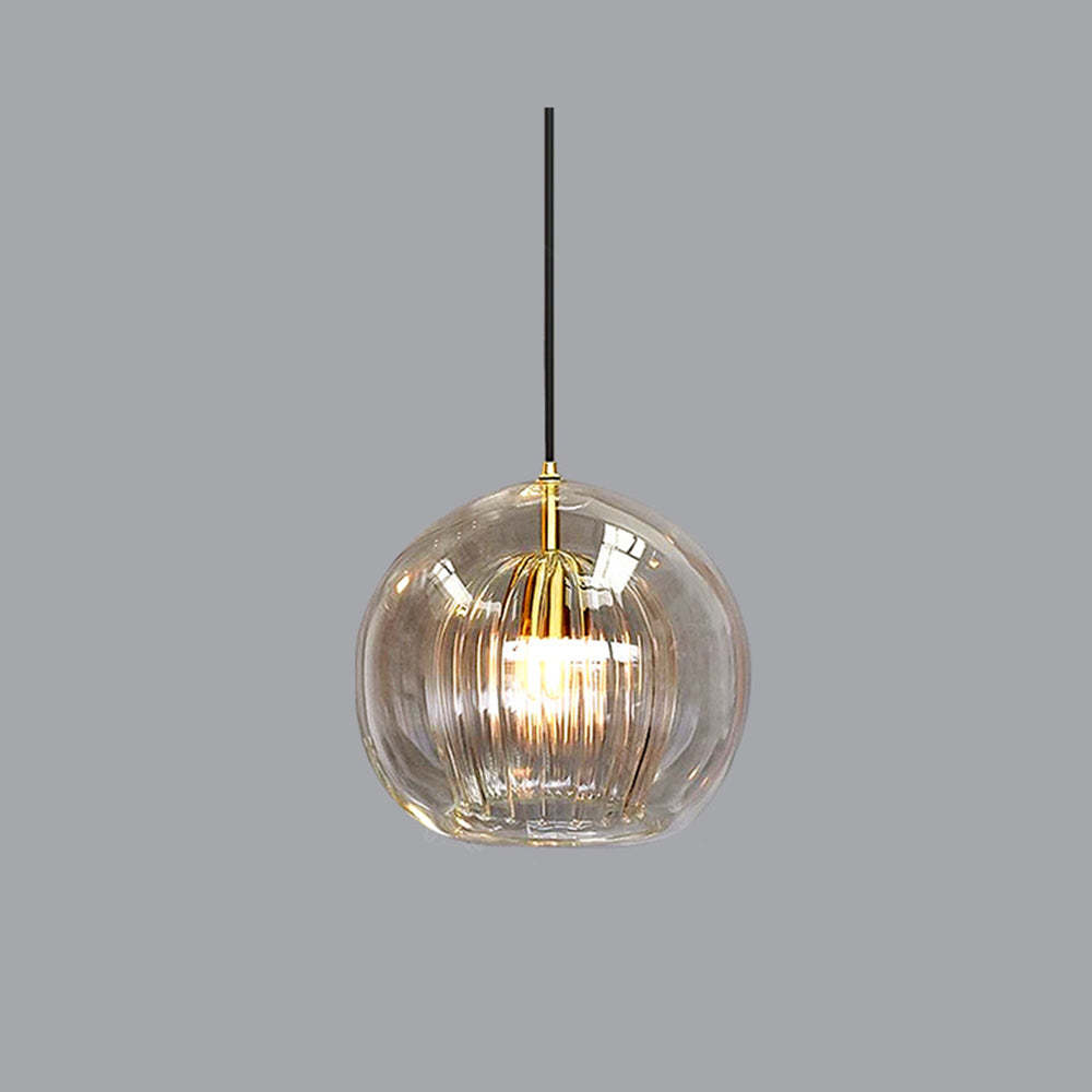 Hailie Nordic Glass Globe Pendant Light, Clear/Amber