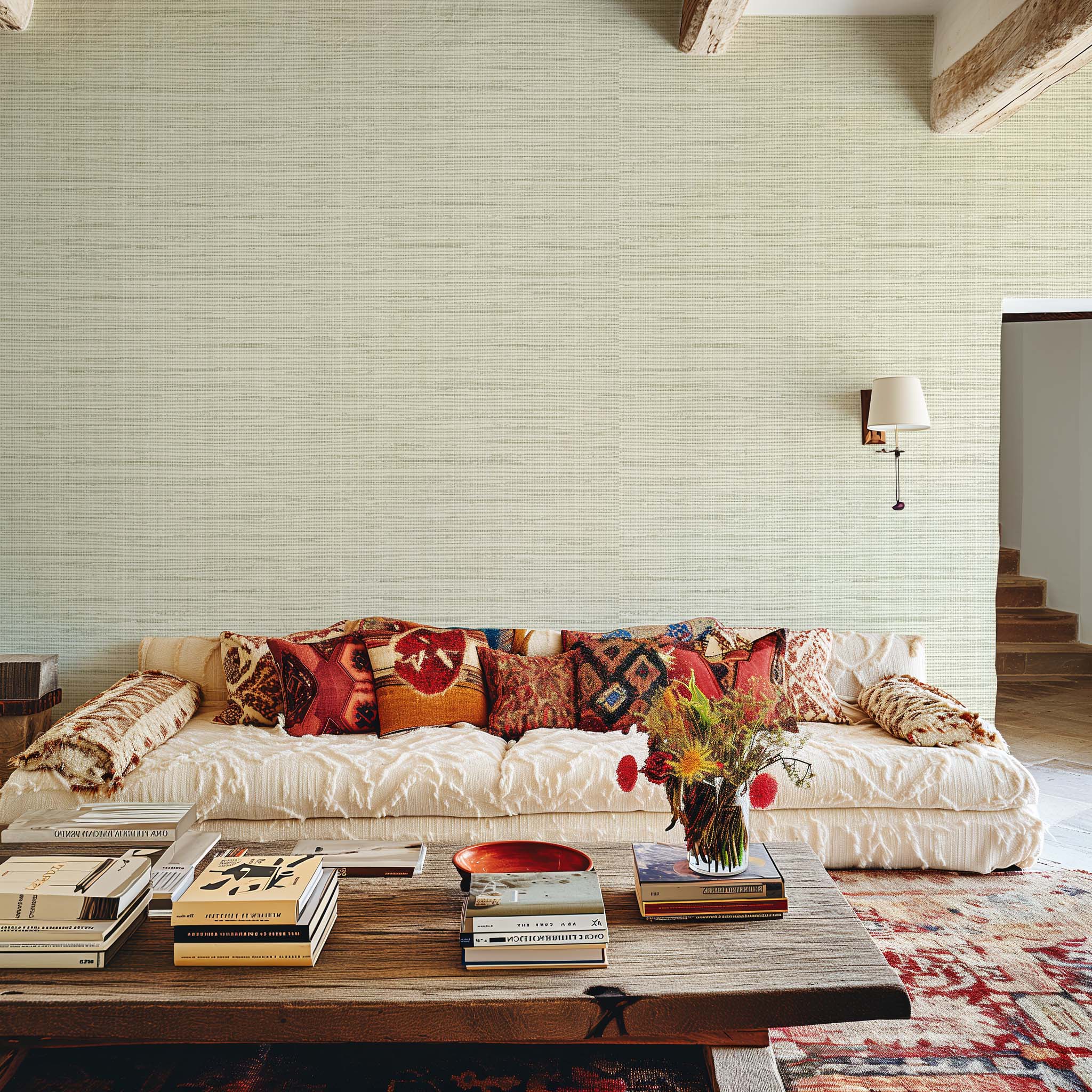 Cloud Minimalist Removable Beige Blue Brown Living Room Bedroom Wallpaper