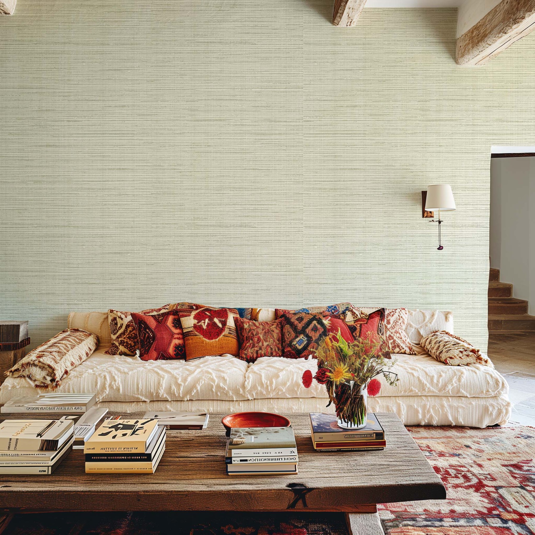 Cloud Minimalist Removable Beige Blue Brown Living Room Bedroom Wallpaper