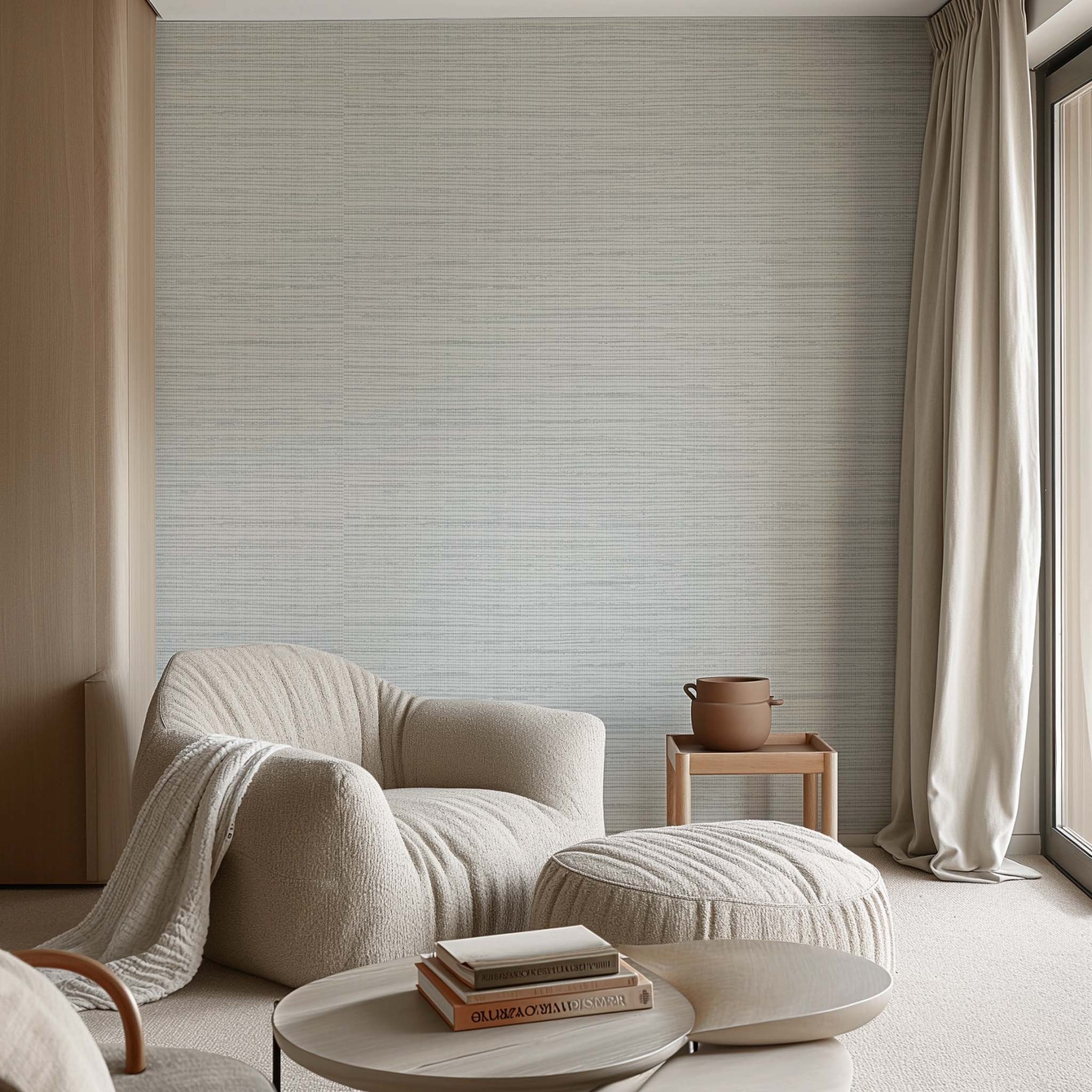 Cloud Minimalist Removable Beige Blue Brown Living Room Bedroom Wallpaper