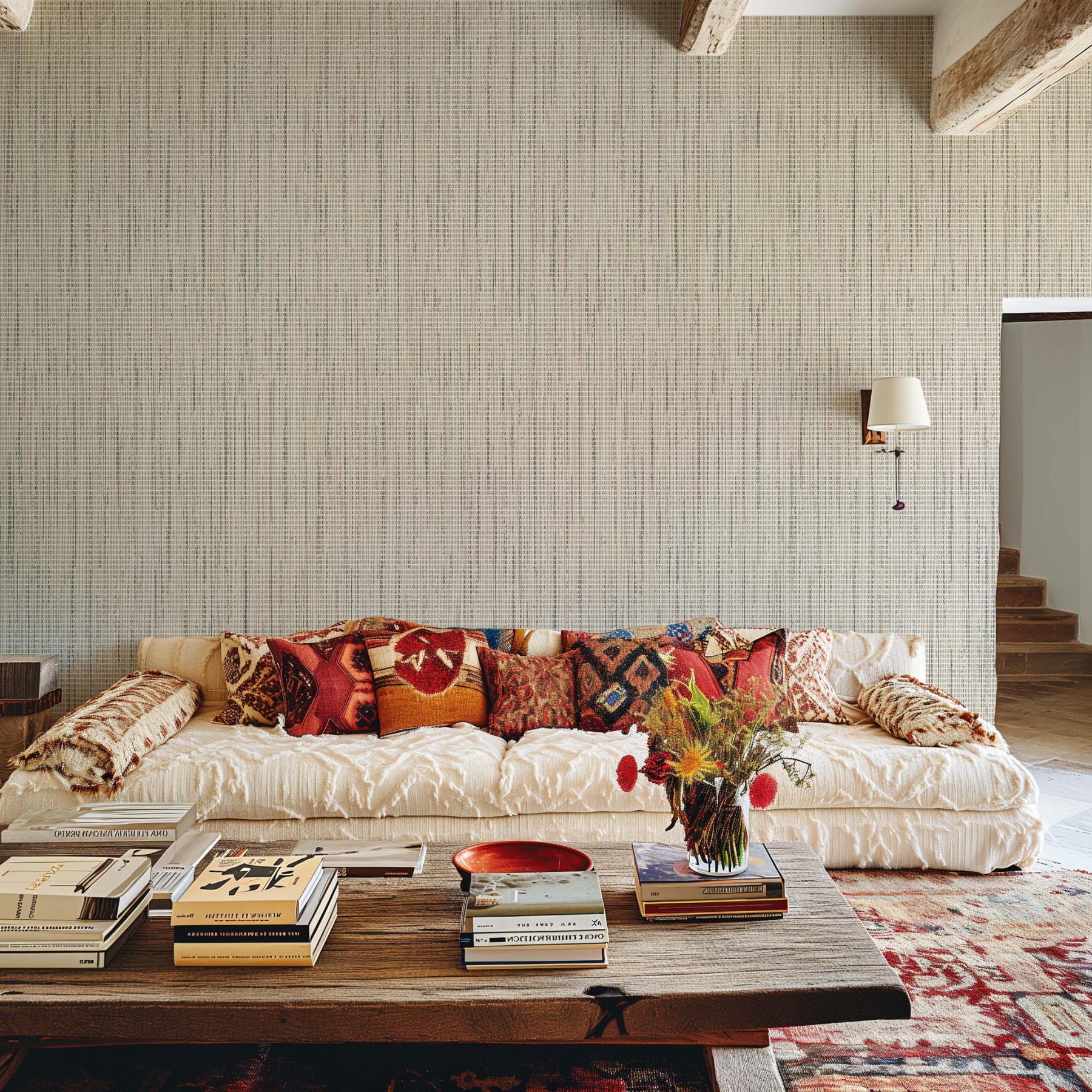 Cloud Minimalist Removable Beige Blue Brown Living Room Bedroom Wallpaper