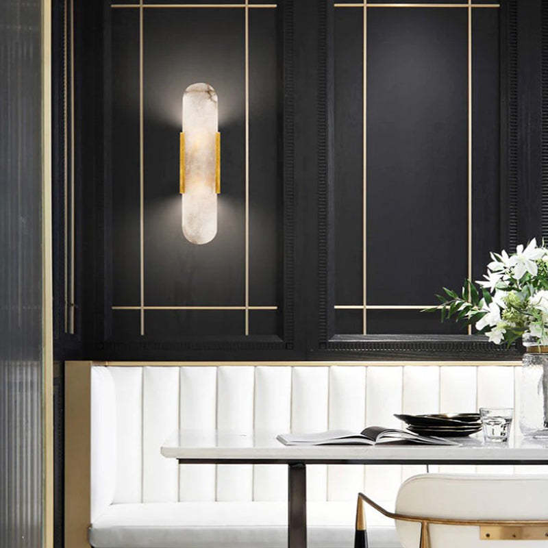 Chan Dolomite Wall Mounted Reading Light Sconces, Black & Gold