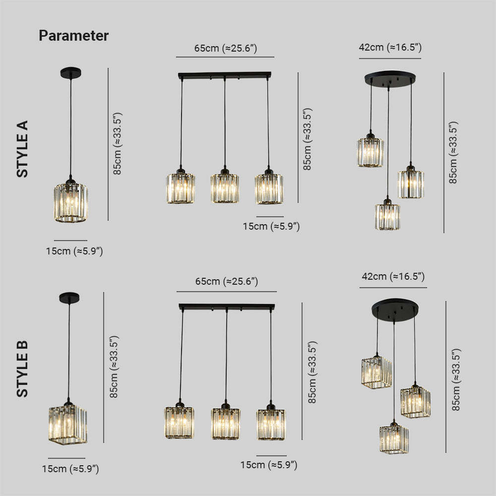 Herbert Modern Cluster Cylinder Glass Pendant Light, Black/Gold