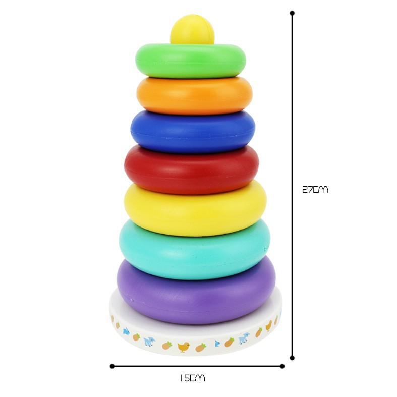 KORANO Stacks of Circles Stacking Ring STEM Learning Toy, Age 6+ Months, Multi, 7 Piece Set