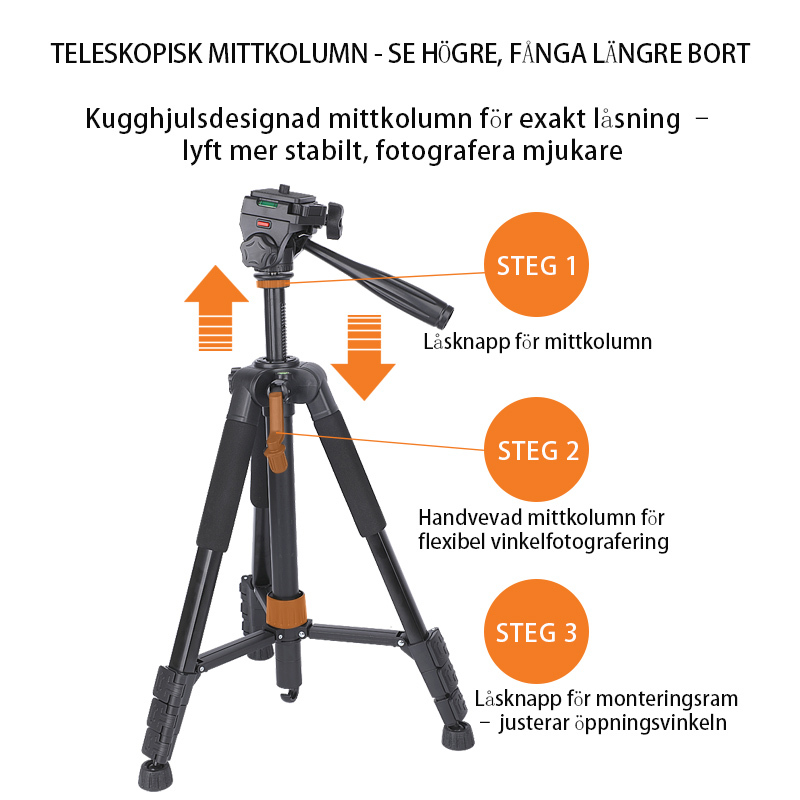 Teleskopstativ (utdragbart upp till 150 cm, universellt kompatibelt)