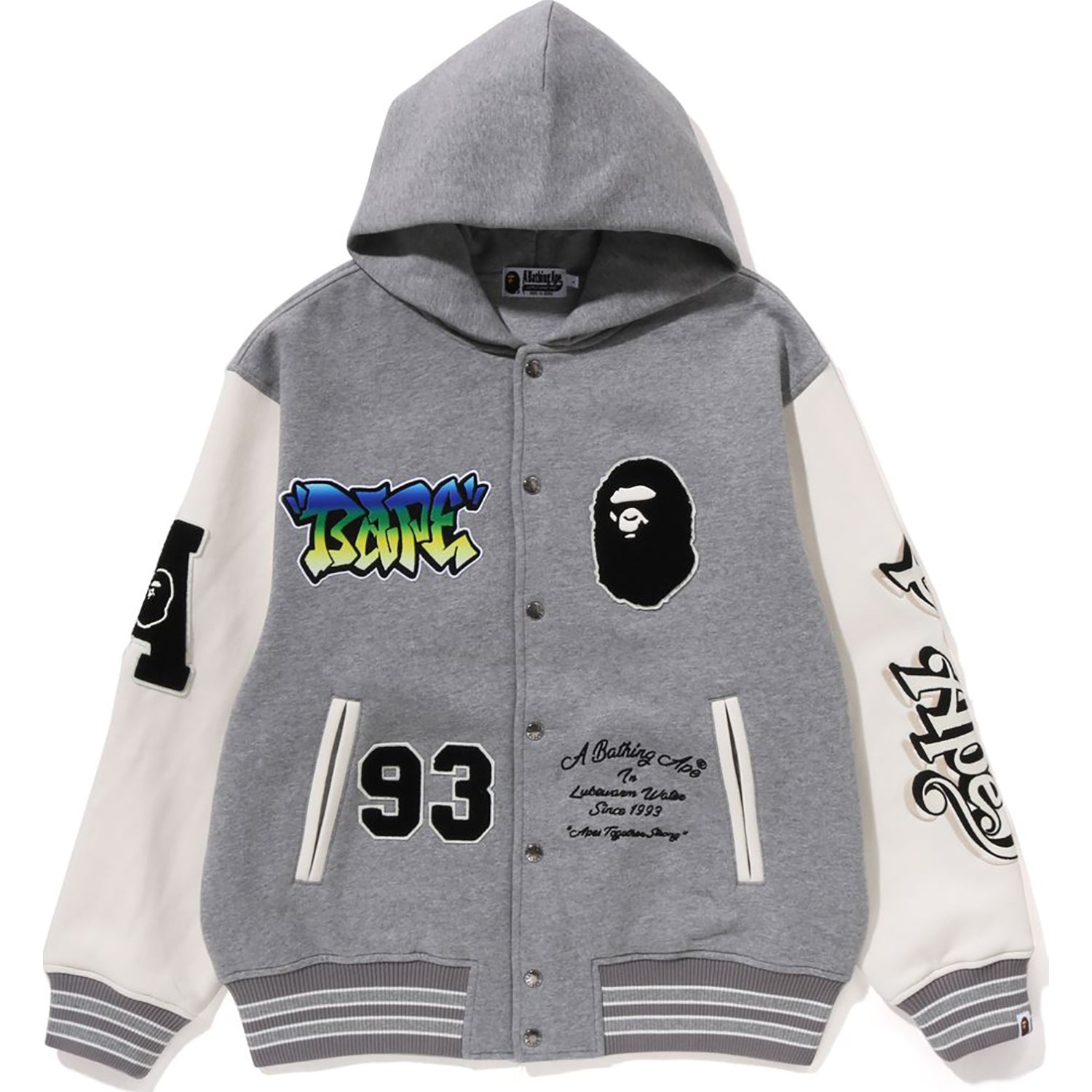 LUX SPORT BADGES OVERSIZED HOODED SWEAT VARSITY JACKET MENS-IYAMIUIO