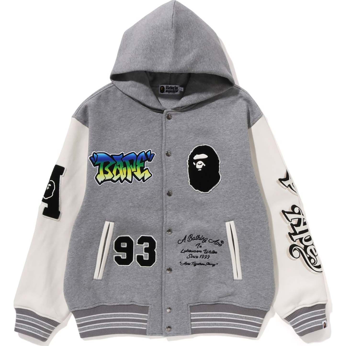 LUX SPORT BADGES OVERSIZED HOODED SWEAT VARSITY JACKET MENS-IYAMIUIO