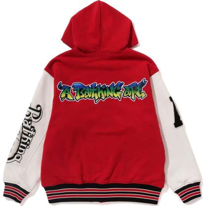 LUX SPORT BADGES OVERSIZED HOODED SWEAT VARSITY JACKET MENS-IYAMIUIO