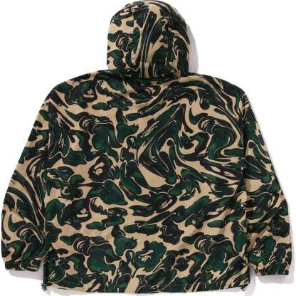 MARBLING CAMO BATHING APE LOGO NYLON HOODED JACKET MENS-IYAMIUIO