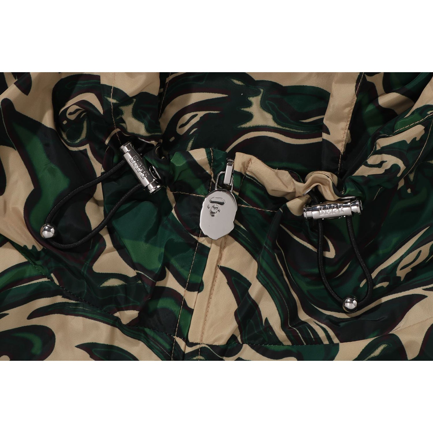 MARBLING CAMO BATHING APE LOGO NYLON HOODED JACKET MENS-IYAMIUIO