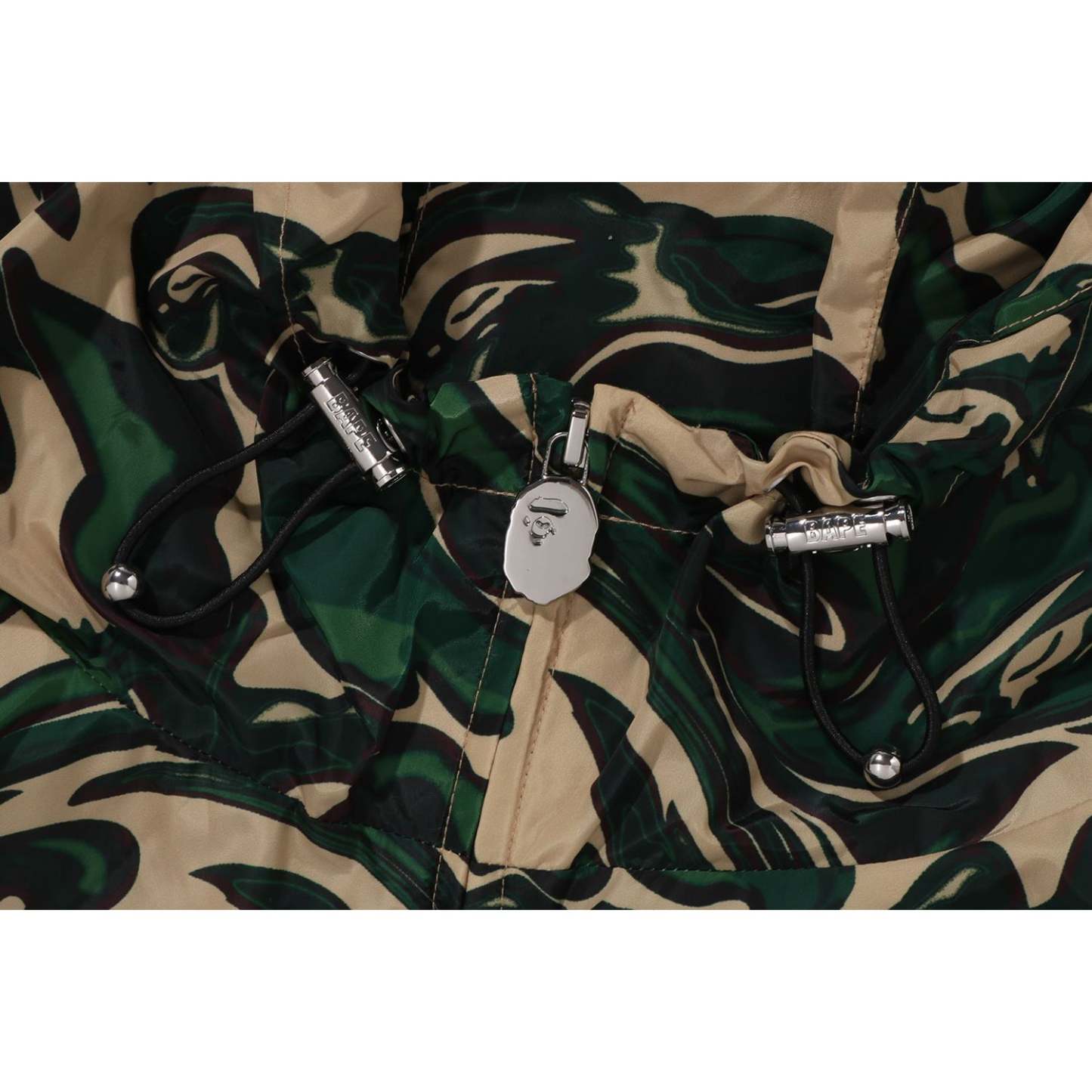 MARBLING CAMO BATHING APE LOGO NYLON HOODED JACKET MENS-IYAMIUIO