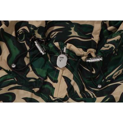 MARBLING CAMO BATHING APE LOGO NYLON HOODED JACKET MENS-IYAMIUIO
