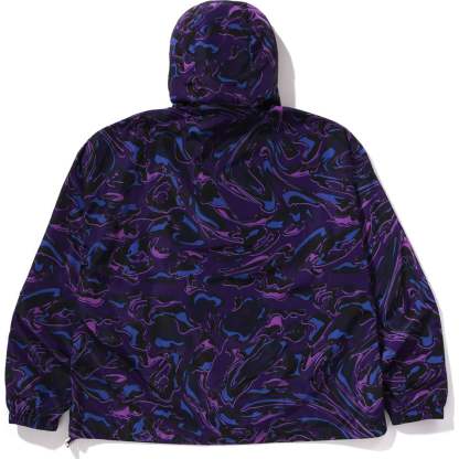 MARBLING CAMO BATHING APE LOGO NYLON HOODED JACKET MENS-IYAMIUIO