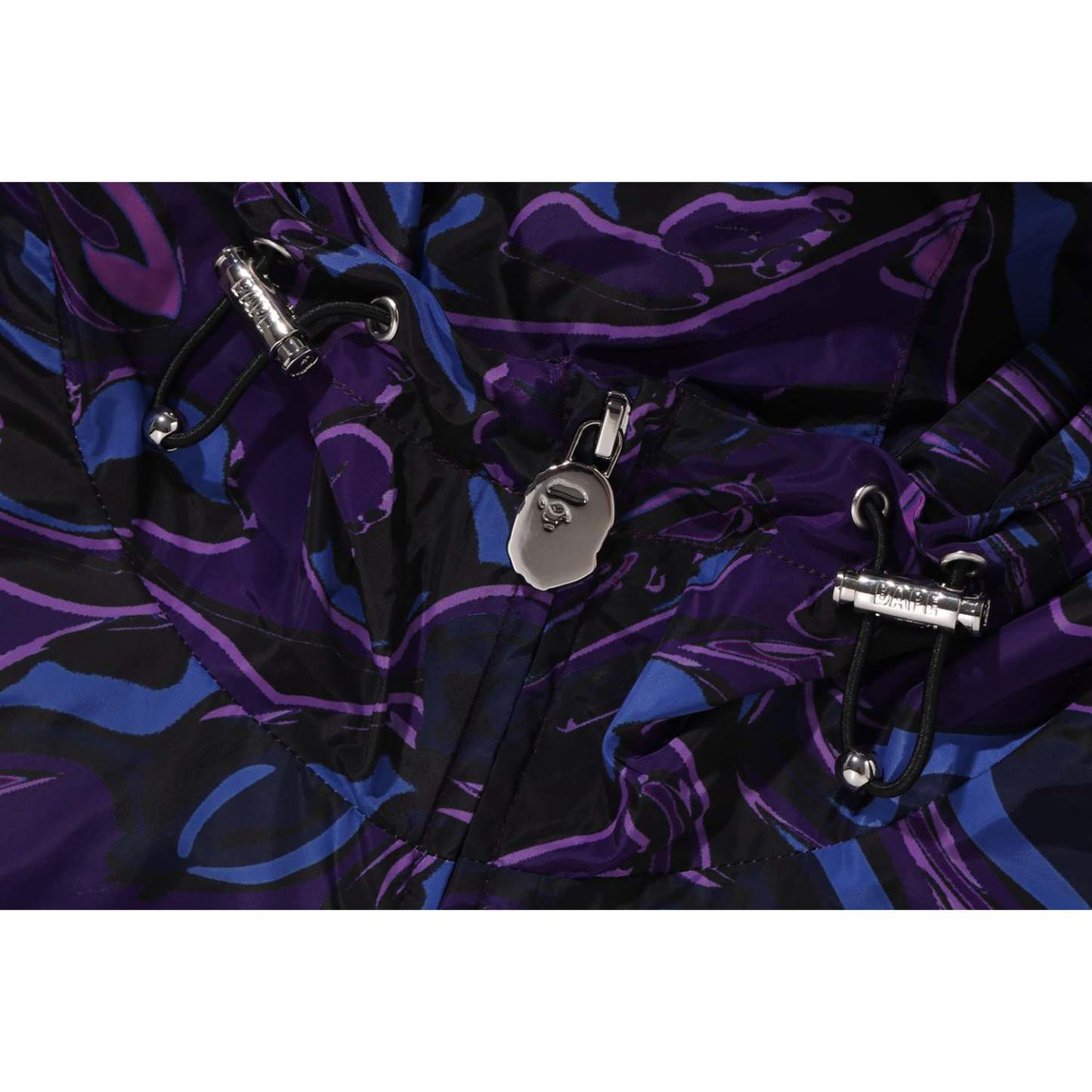 MARBLING CAMO BATHING APE LOGO NYLON HOODED JACKET MENS-IYAMIUIO