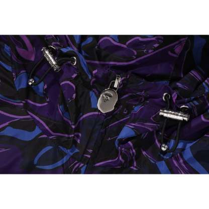MARBLING CAMO BATHING APE LOGO NYLON HOODED JACKET MENS-IYAMIUIO