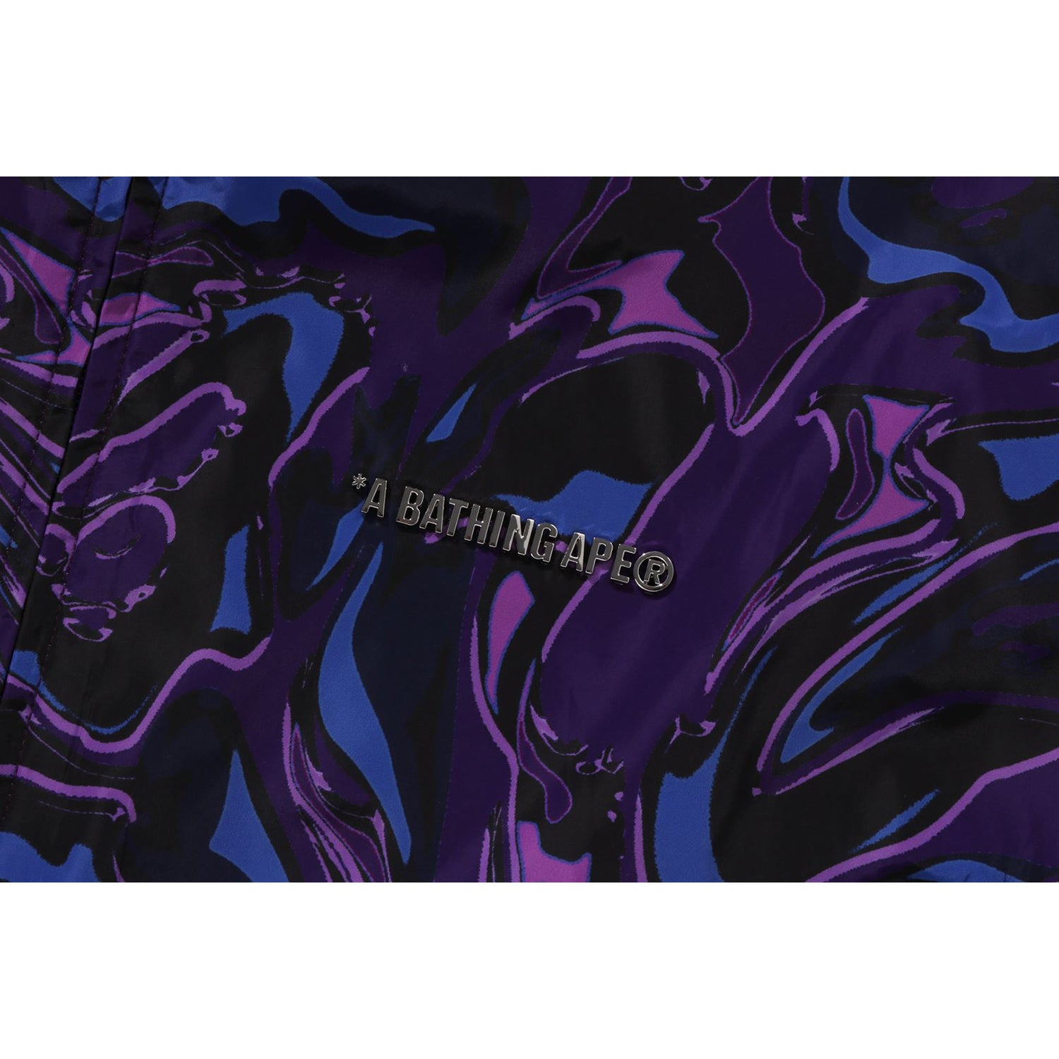 MARBLING CAMO BATHING APE LOGO NYLON HOODED JACKET MENS-IYAMIUIO