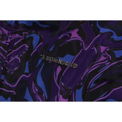MARBLING CAMO BATHING APE LOGO NYLON HOODED JACKET MENS-IYAMIUIO
