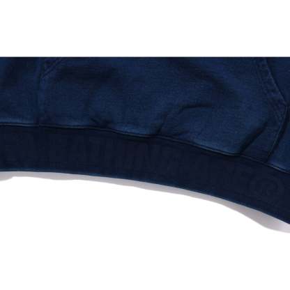 LOGO RIBBING INDIGO PULLOVER HOODIE MENS-IYAMIUIO
