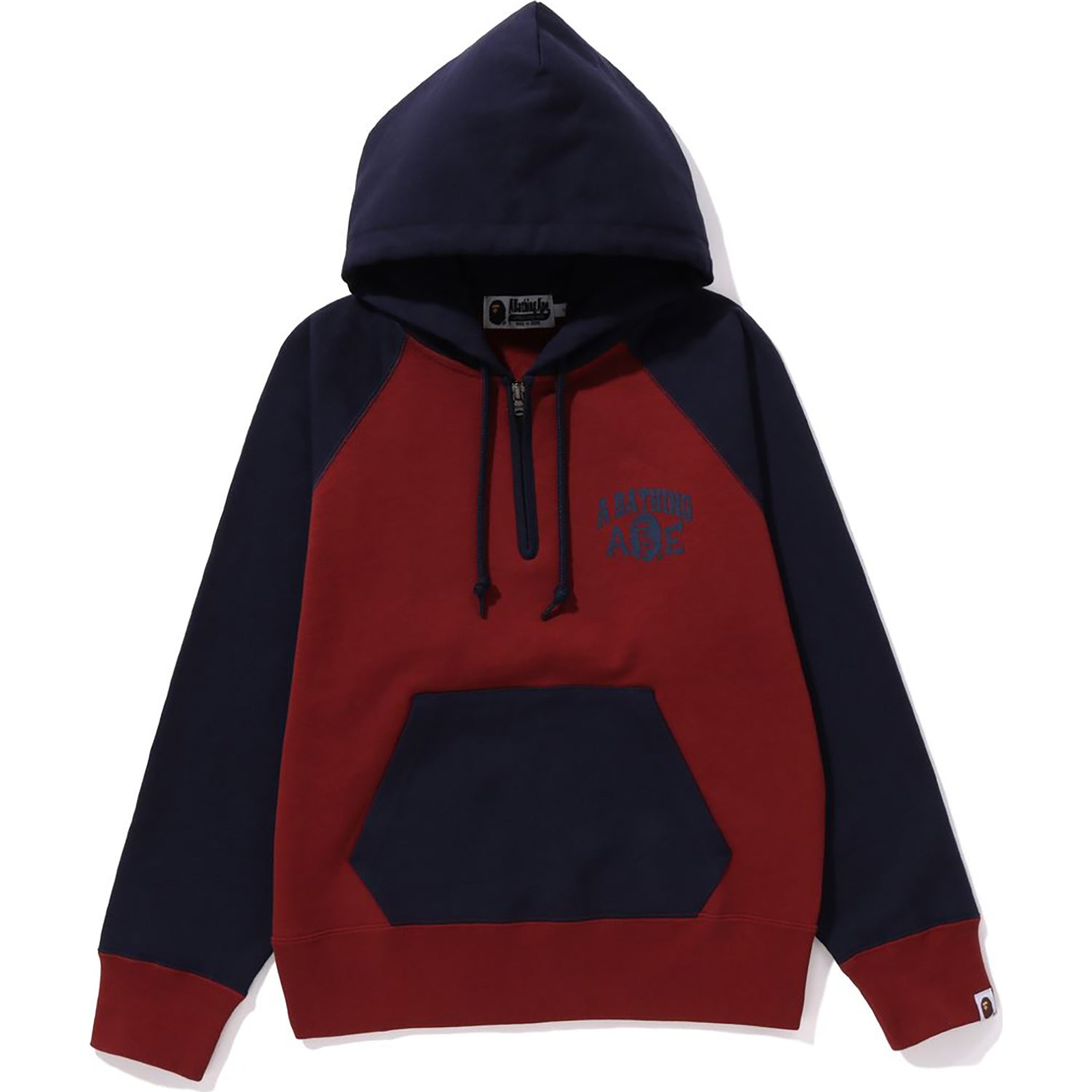 A BATHING APE HALF ZIP PULLOVER HOODIE L WIDE LADIES-IYAMIUIO