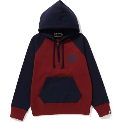 A BATHING APE HALF ZIP PULLOVER HOODIE L WIDE LADIES-IYAMIUIO