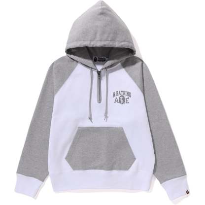 A BATHING APE HALF ZIP PULLOVER HOODIE L WIDE LADIES-IYAMIUIO