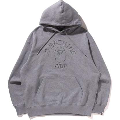 RHINESTONE COLLEGE PULLOVER HOODIE MENS-IYAMIUIO