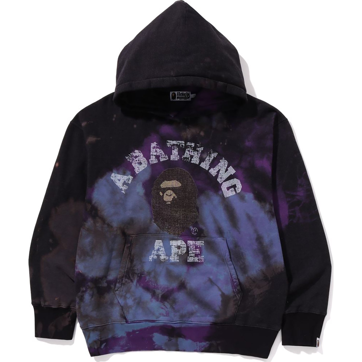 TIE DYE COLLEGE RELAXED FIT PULLOVER HOODIE MENS-IYAMIUIO