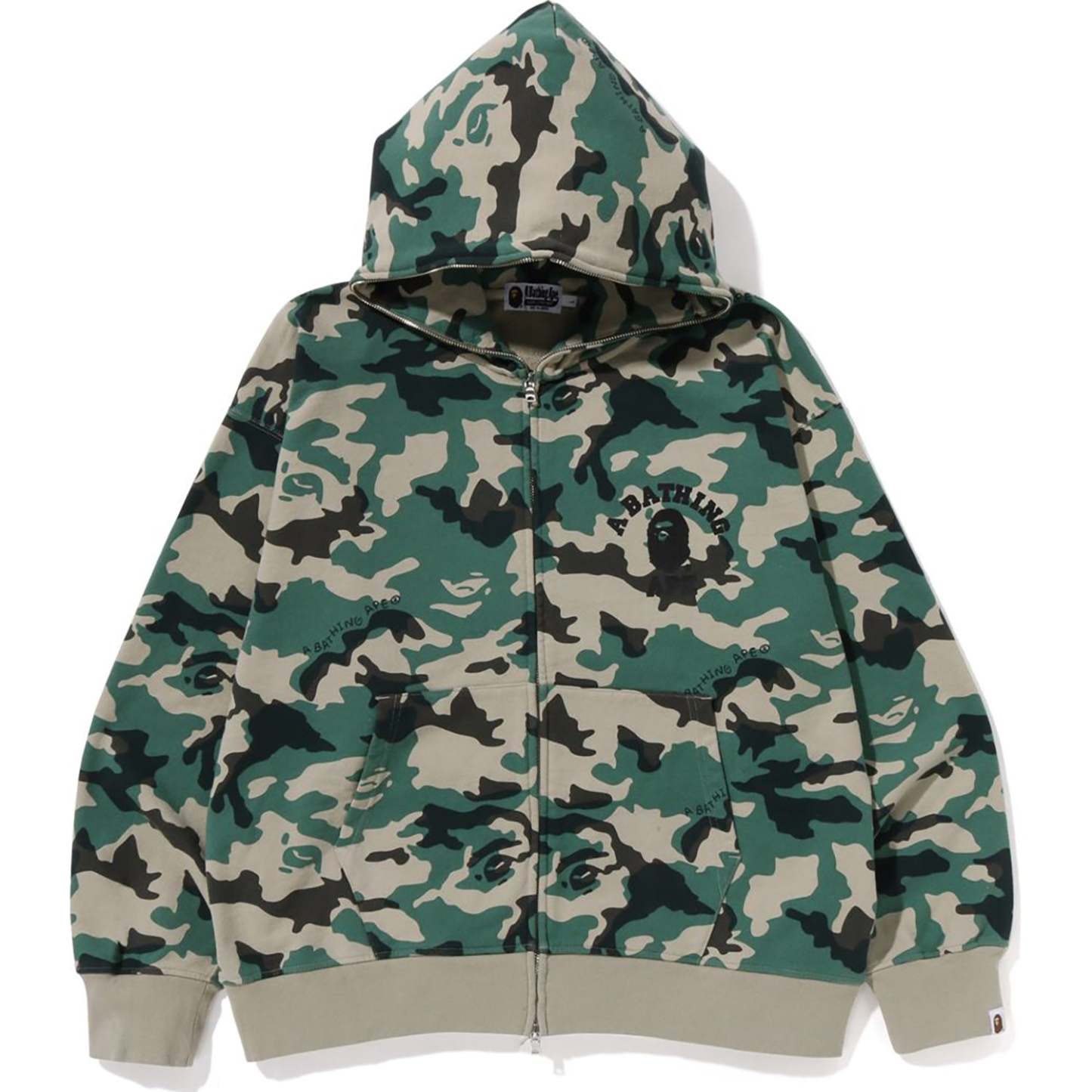 WOODLAND CAMO LOOSE FIT FULL ZIP HOODIE MENS-IYAMIUIO