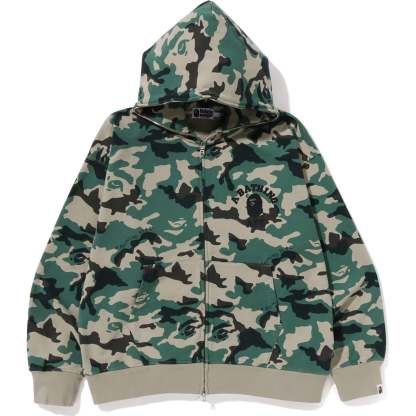 WOODLAND CAMO LOOSE FIT FULL ZIP HOODIE MENS-IYAMIUIO