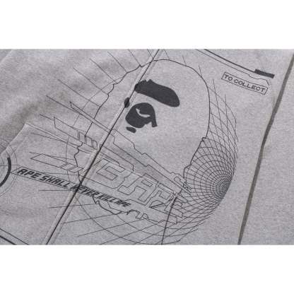BAPE OVERPRINTED FULL ZIP HOODIE MENS-IYAMIUIO
