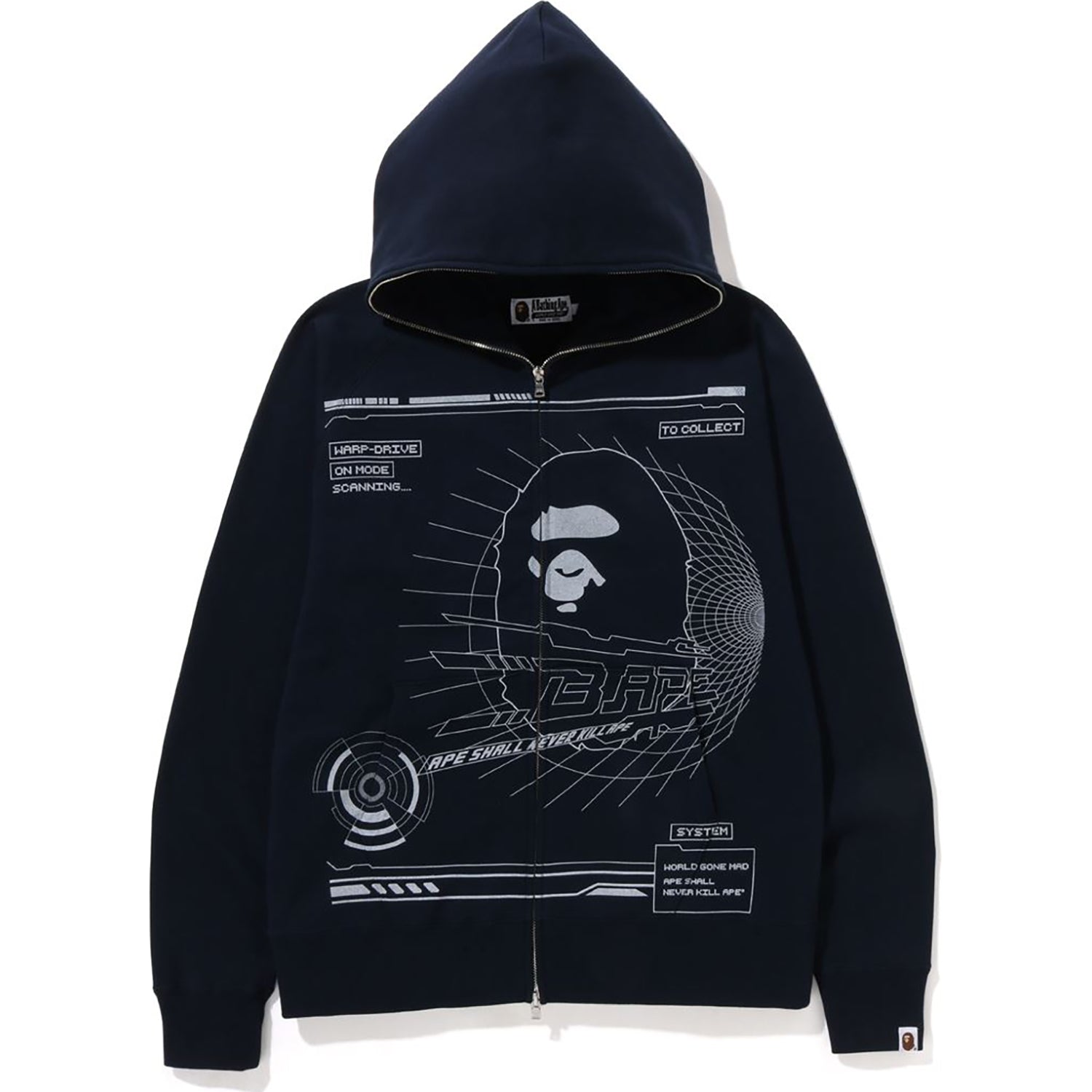 BAPE OVERPRINTED FULL ZIP HOODIE MENS-IYAMIUIO