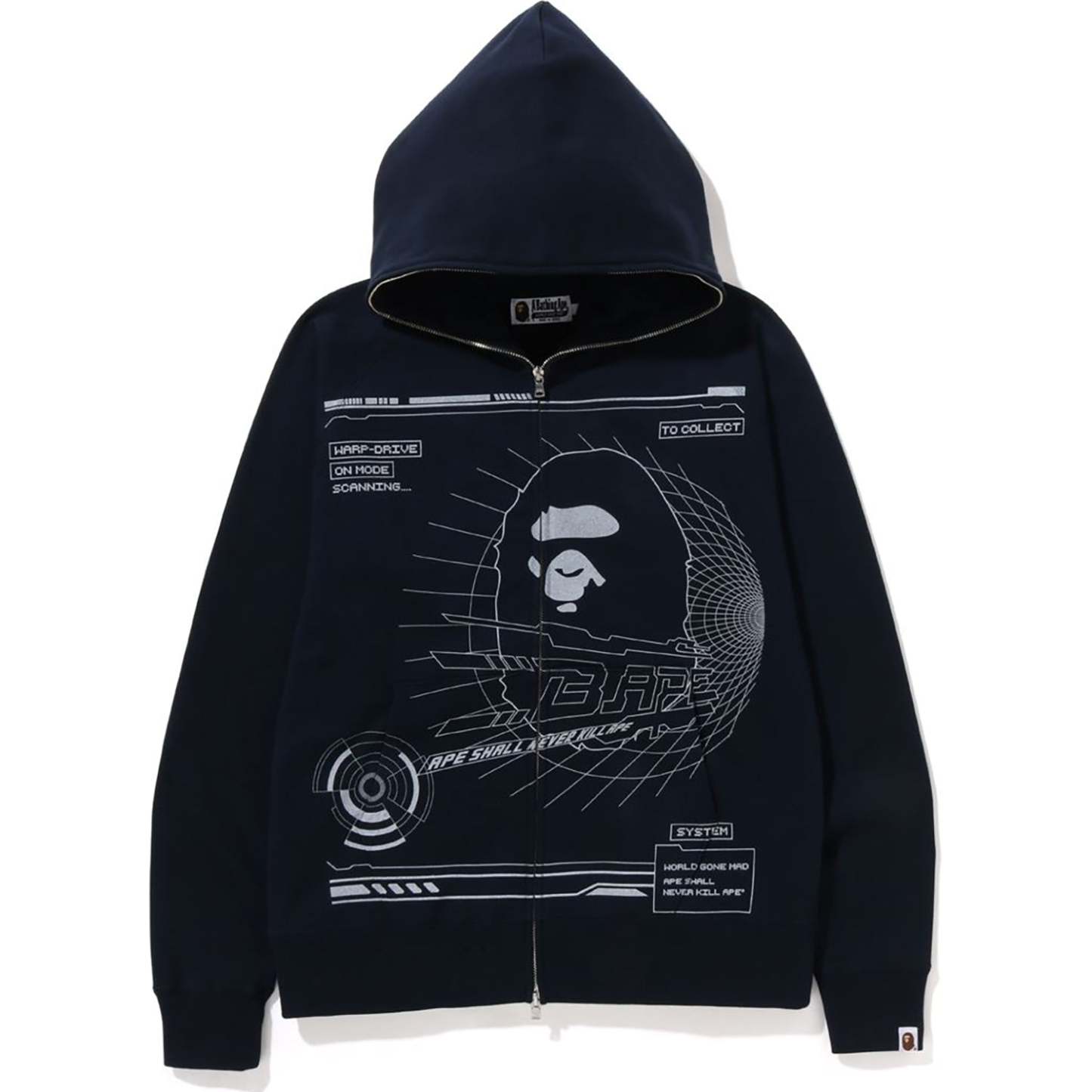 BAPE OVERPRINTED FULL ZIP HOODIE MENS-IYAMIUIO