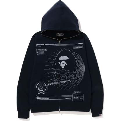 BAPE OVERPRINTED FULL ZIP HOODIE MENS-IYAMIUIO