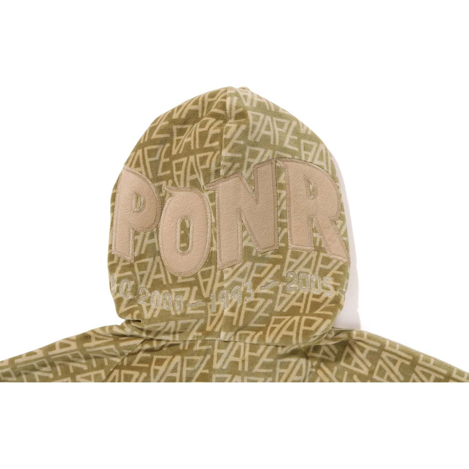 BAPE LOGO MONOGRAM VELOUR SHARK FULL ZIP HOODIE MENS-IYAMIUIO