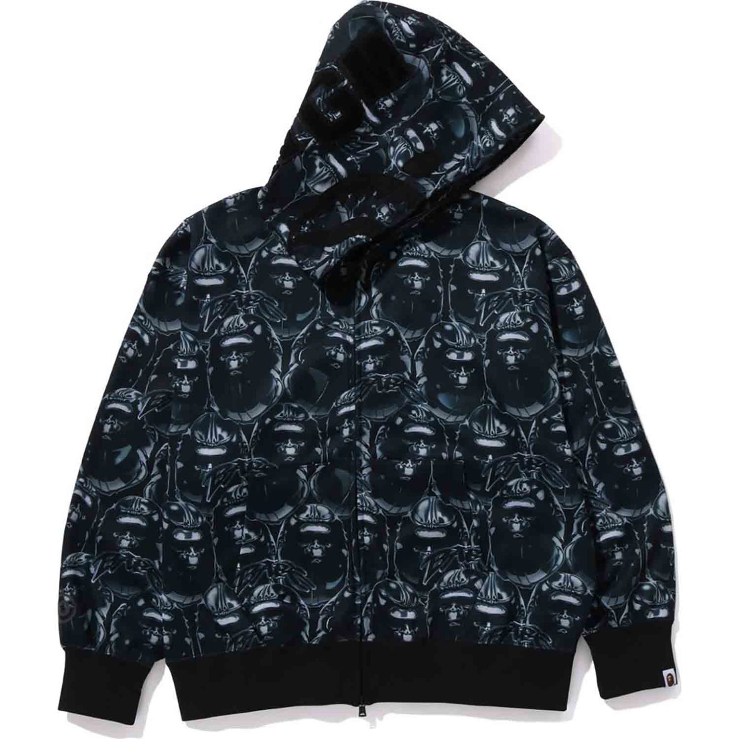 APE HEAD GRAFFITI SHARK FULL ZIP HOODIE RELAXED FIT MENS-IYAMIUIO