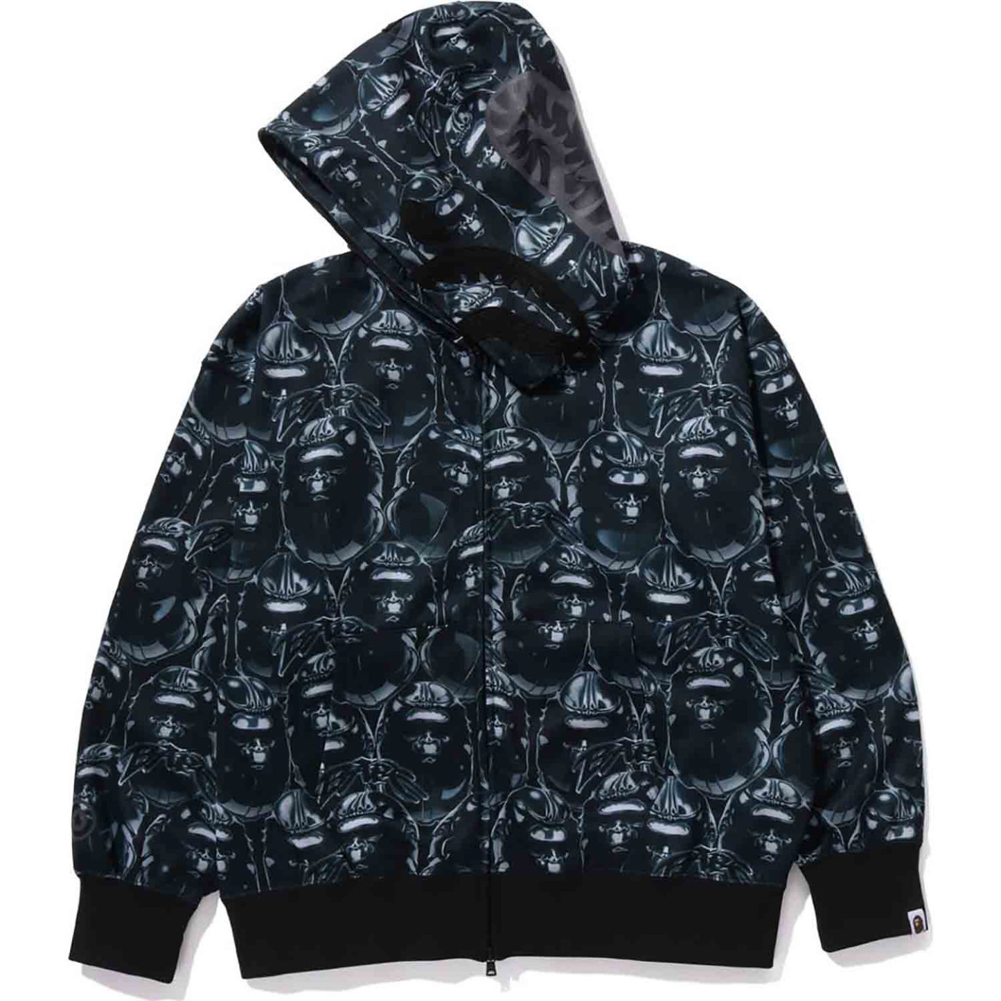 APE HEAD GRAFFITI SHARK FULL ZIP HOODIE RELAXED FIT MENS-IYAMIUIO