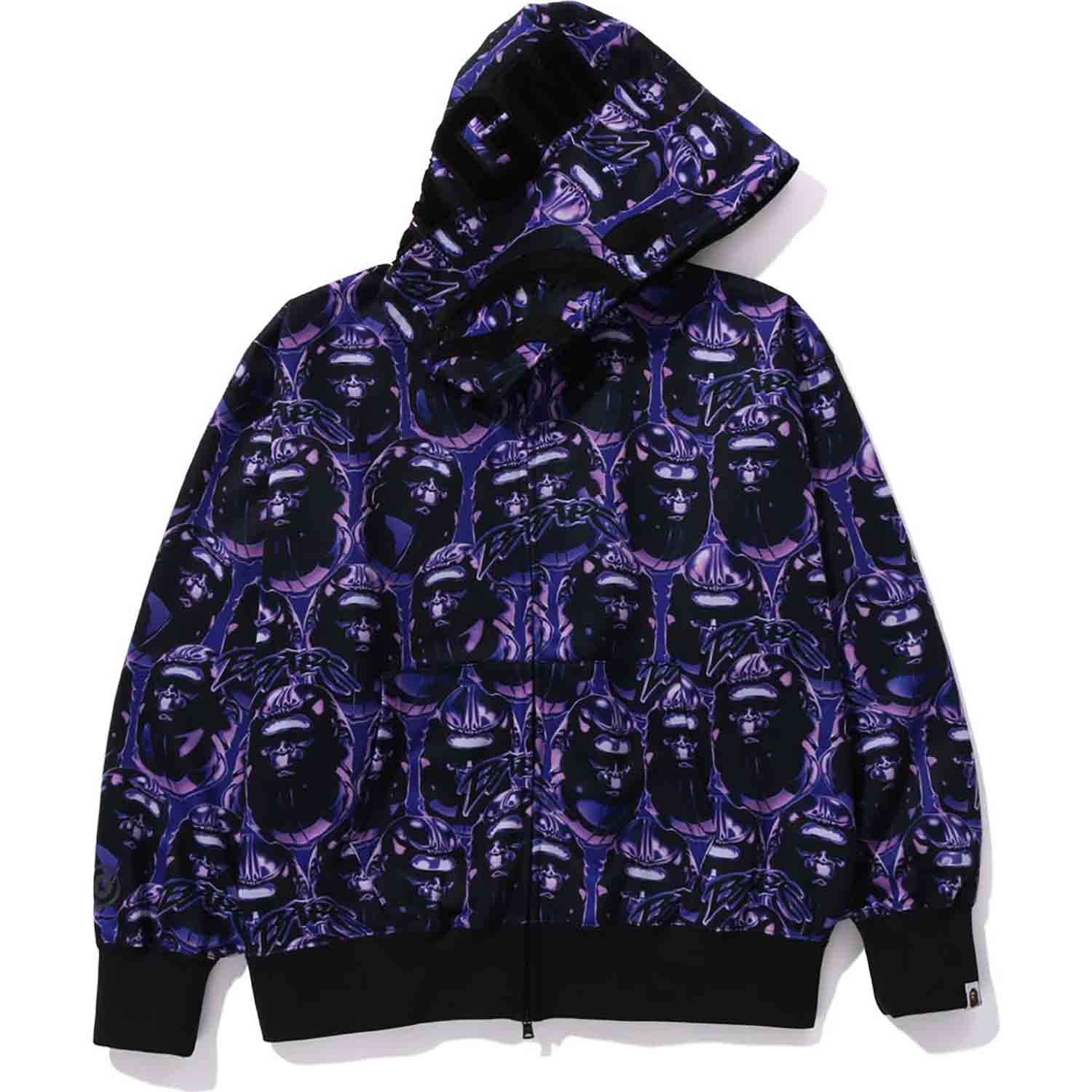APE HEAD GRAFFITI SHARK FULL ZIP HOODIE RELAXED FIT MENS-IYAMIUIO