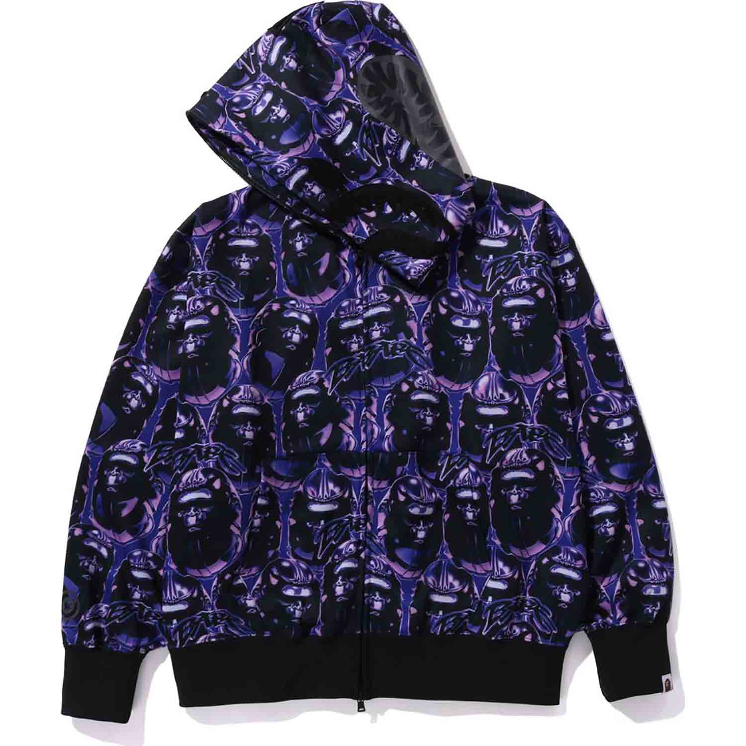 APE HEAD GRAFFITI SHARK FULL ZIP HOODIE RELAXED FIT MENS-IYAMIUIO