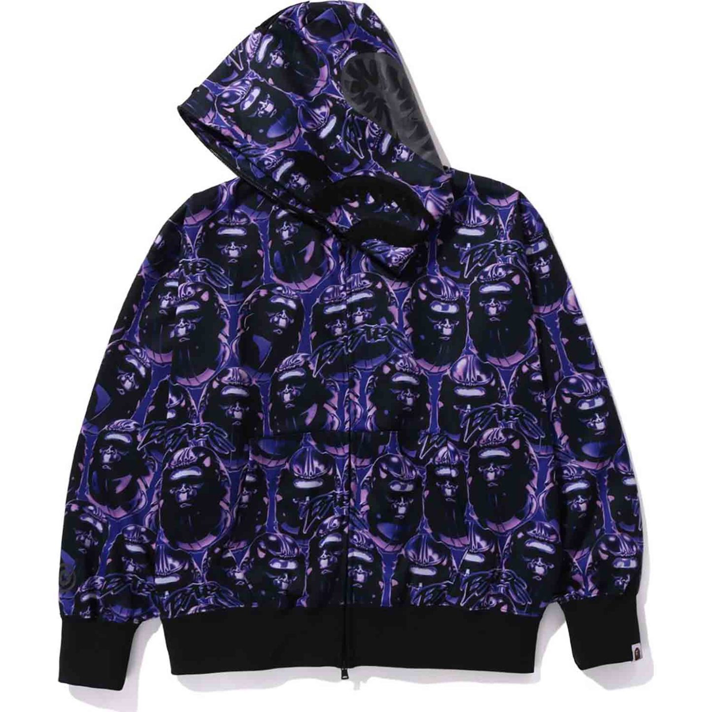 APE HEAD GRAFFITI SHARK FULL ZIP HOODIE RELAXED FIT MENS-IYAMIUIO