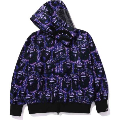 APE HEAD GRAFFITI SHARK FULL ZIP HOODIE RELAXED FIT MENS-IYAMIUIO