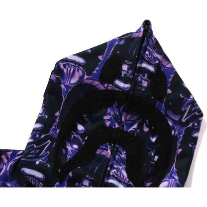 APE HEAD GRAFFITI SHARK FULL ZIP HOODIE RELAXED FIT MENS-IYAMIUIO