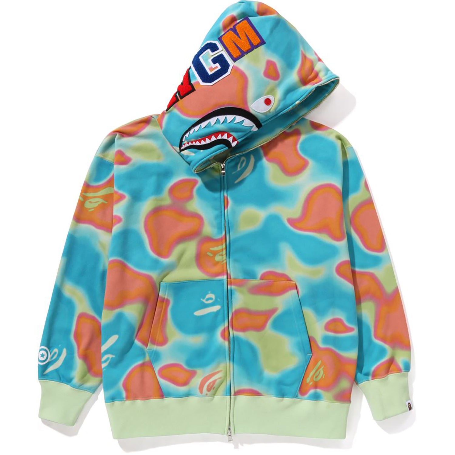 LIQUID CAMO SHARK RELAXED FIT FULL ZIP HOODIE MENS-IYAMIUIO
