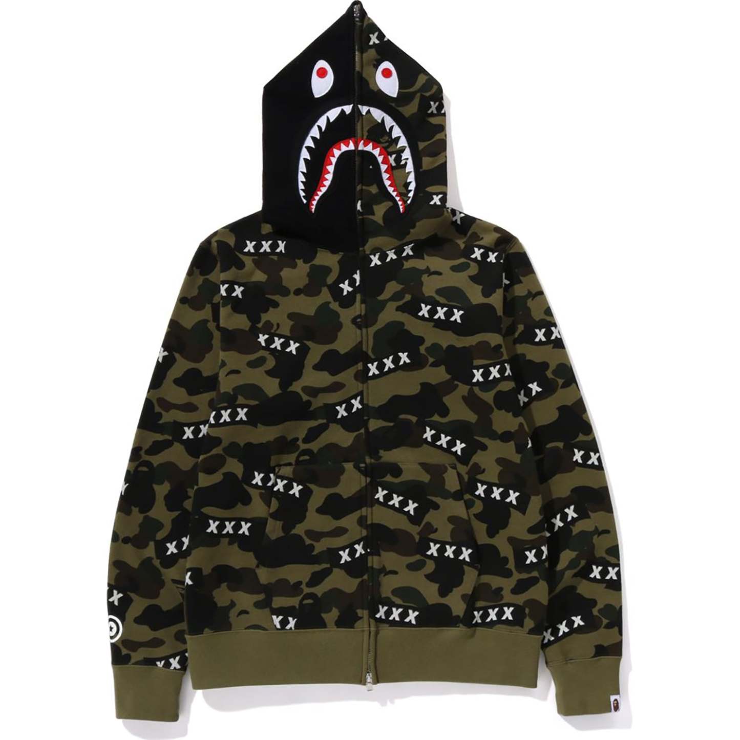 BAPE X GOD SELECTION XXX SHARK FULL ZIP HOODIE MENS-IYAMIUIO