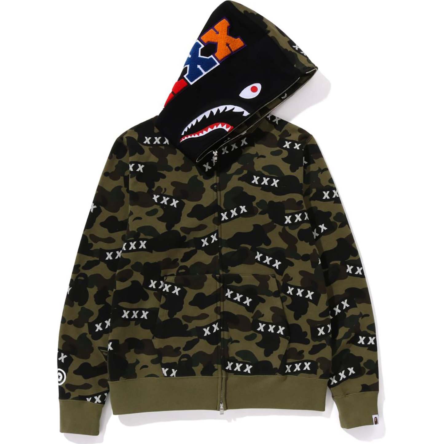BAPE X GOD SELECTION XXX SHARK FULL ZIP HOODIE MENS-IYAMIUIO