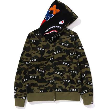 BAPE X GOD SELECTION XXX SHARK FULL ZIP HOODIE MENS-IYAMIUIO