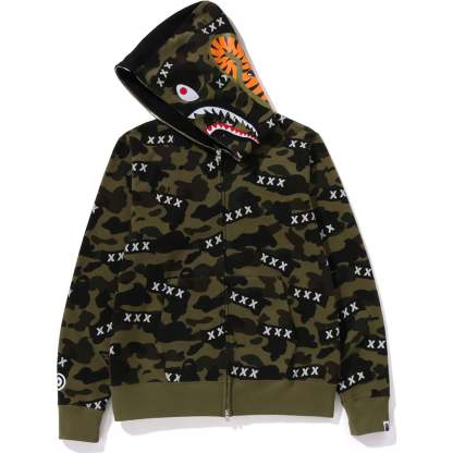 BAPE X GOD SELECTION XXX SHARK FULL ZIP HOODIE MENS-IYAMIUIO