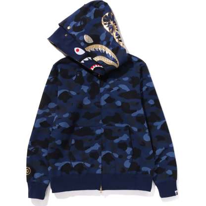 COLOR CAMO DOUBLE SHARK FULL ZIP HOODIE MENS-IYAMIUIO