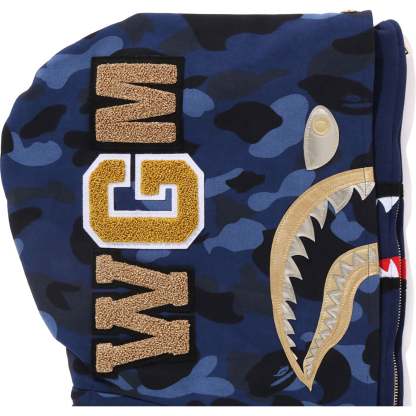 COLOR CAMO DOUBLE SHARK FULL ZIP HOODIE MENS-IYAMIUIO