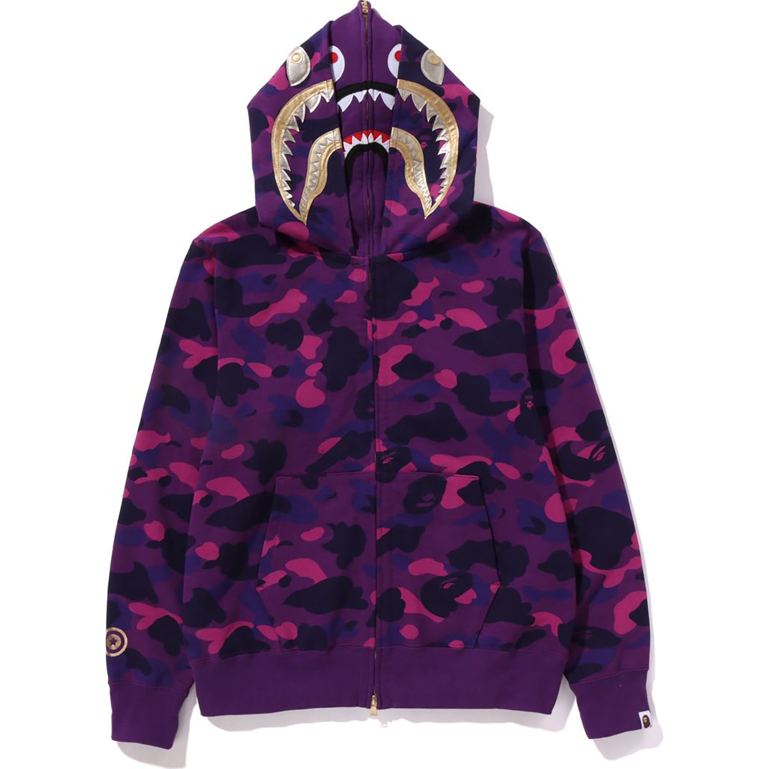 COLOR CAMO DOUBLE SHARK FULL ZIP HOODIE MENS-IYAMIUIO