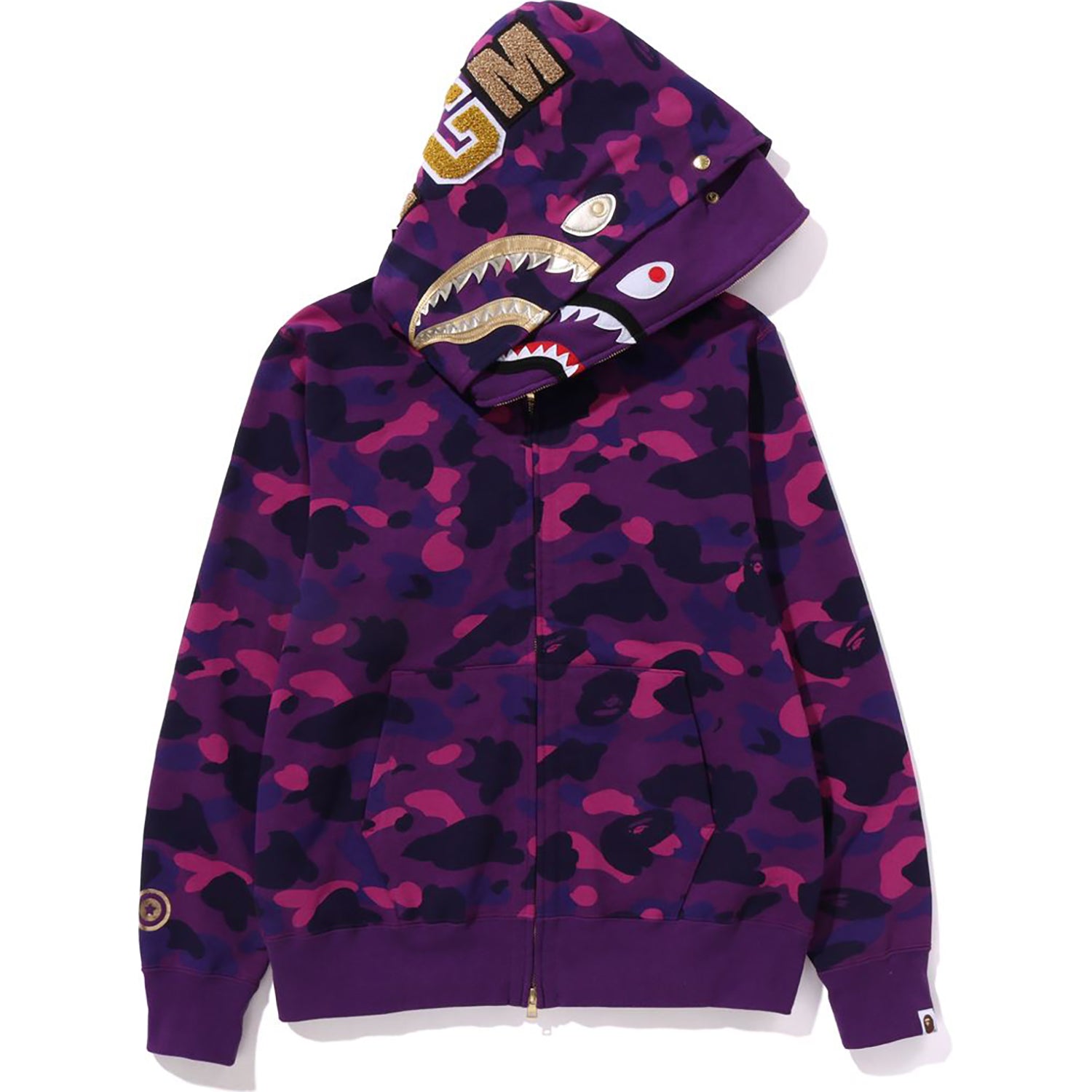 COLOR CAMO DOUBLE SHARK FULL ZIP HOODIE MENS-IYAMIUIO